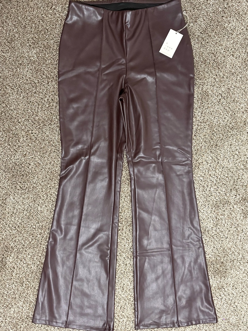 a new day NWT Faux Leather Flared Pants in Deep Brown